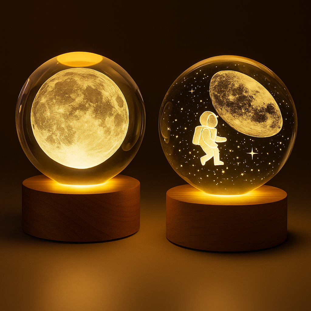 Dúo lámparas de Cristal 3D