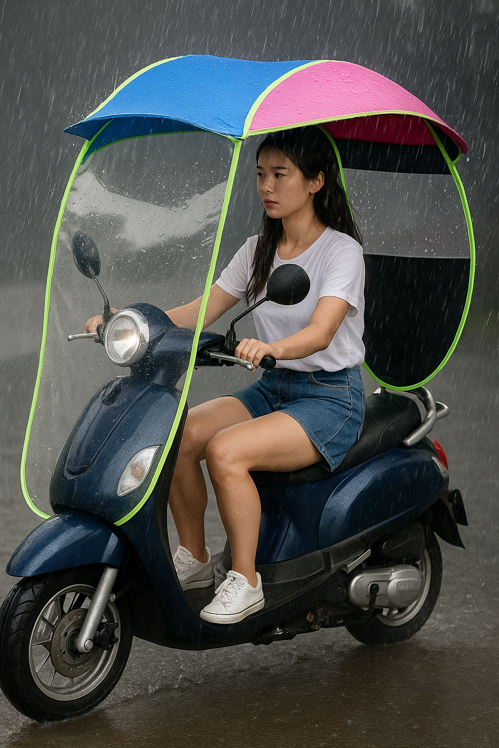 Toldo Cubresol Plegable Para Motoneta | Protección UV + Lluvia |