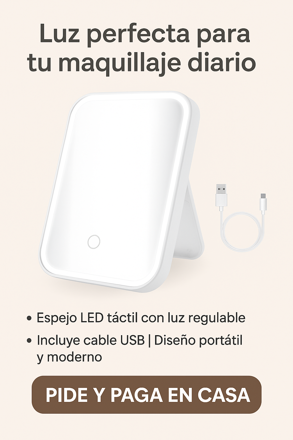 ESPEJO DE MAQUILLAJE TACTIL LED