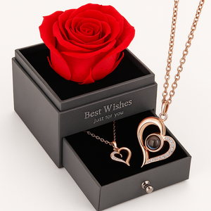 Rosa Eterna En Joyero y Collar TE AMO